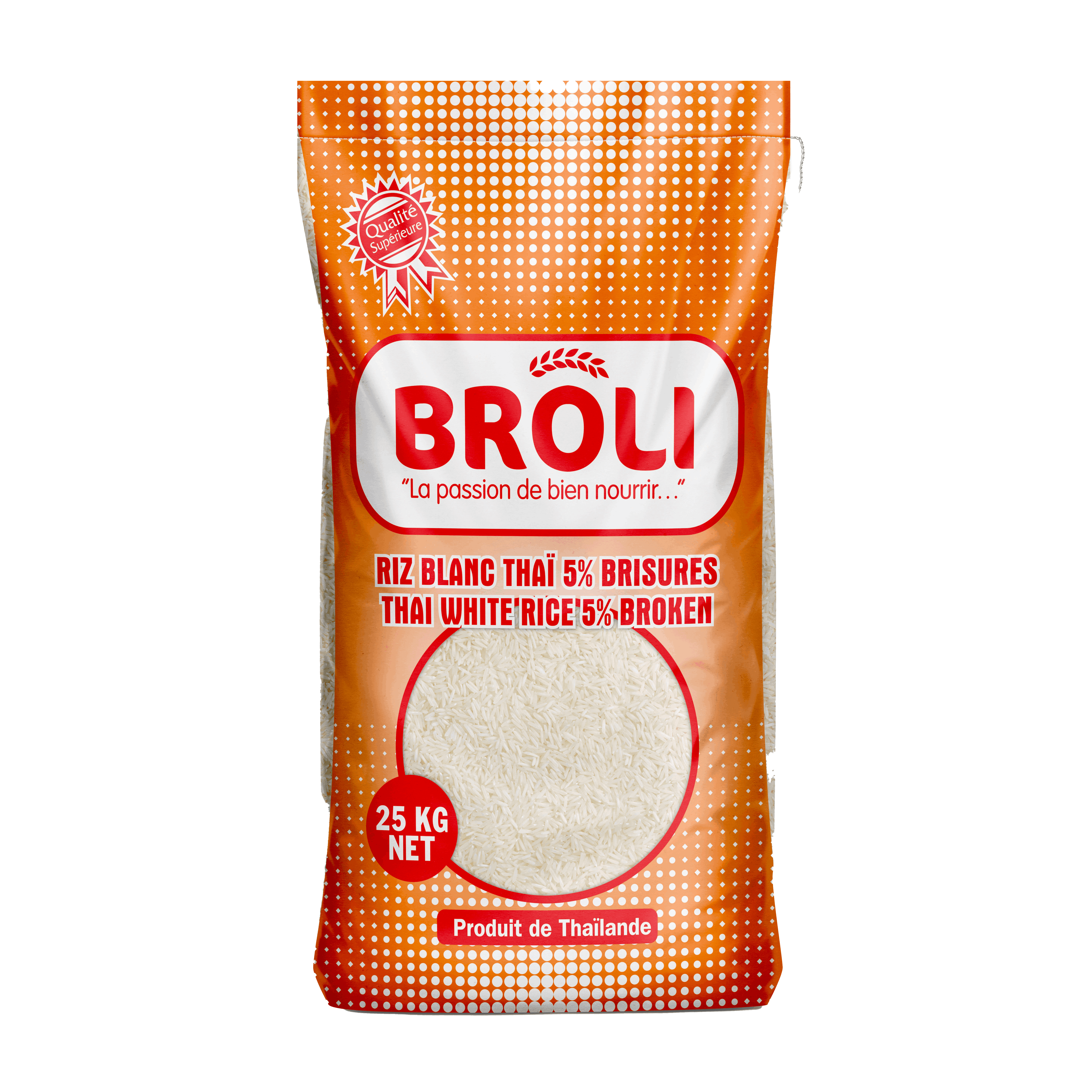 Riz blanc broli poly bags  25kg